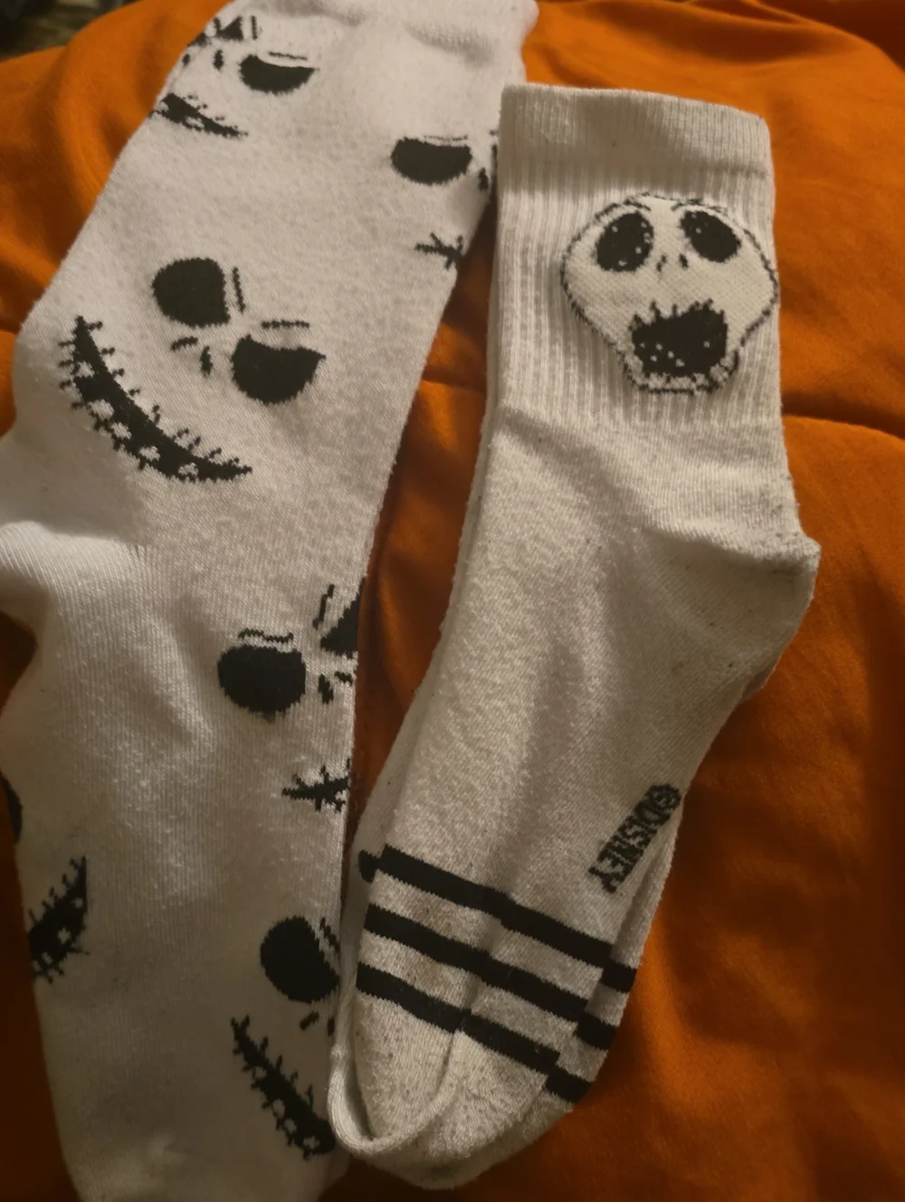 Disney White & Black Skull Crew Socks for Kids
